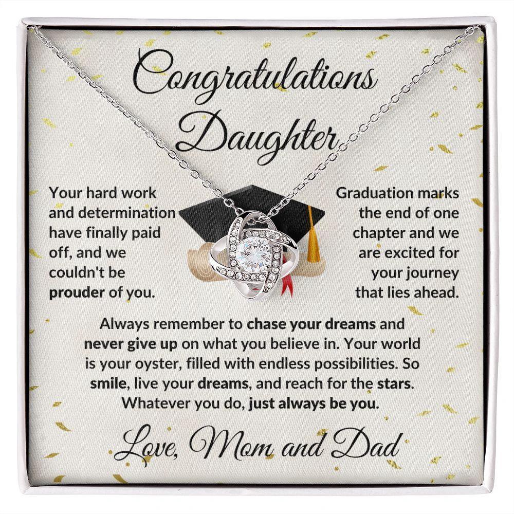 Daughter Graduation Congratulations Proud of You Love Knot Necklace
