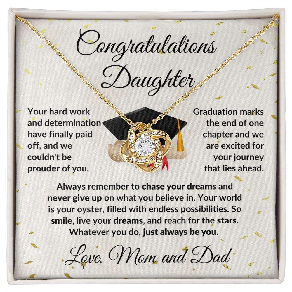 Daughter Graduation Congratulations Proud of You Love Knot Necklace