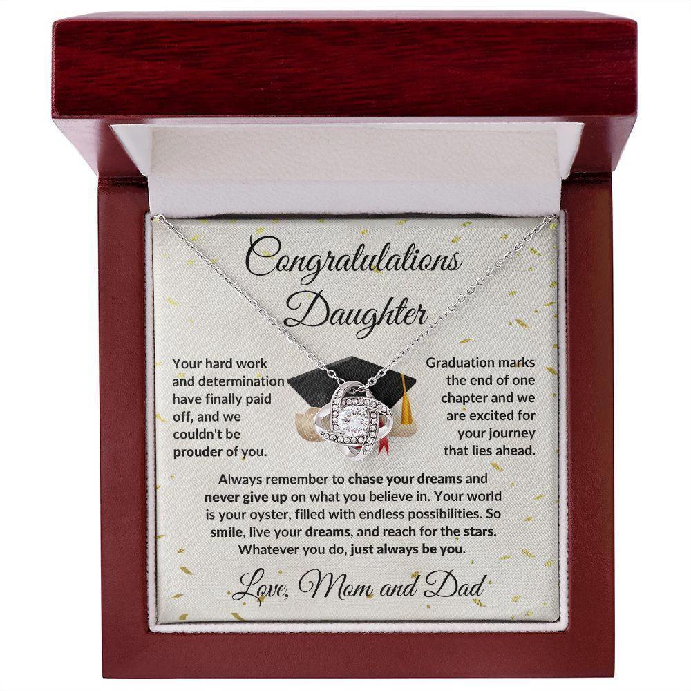 Daughter Graduation Congratulations Proud of You Love Knot Necklace