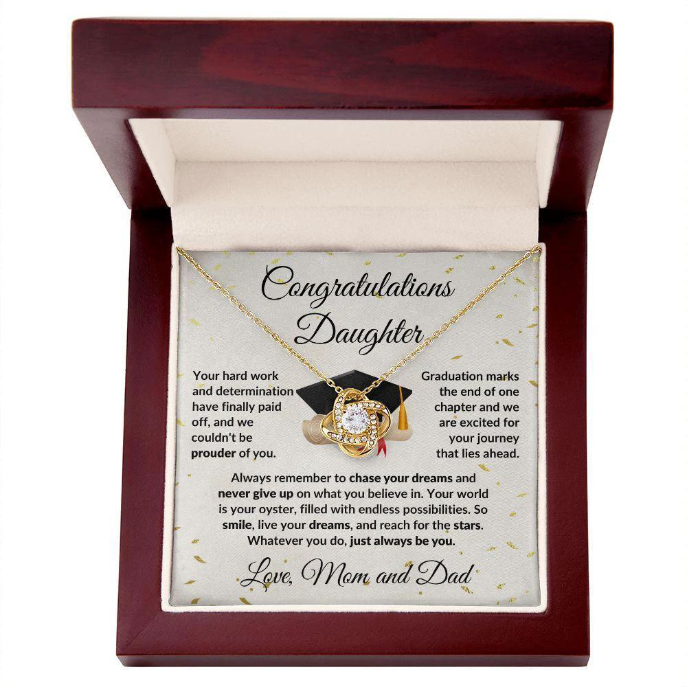 Daughter Graduation Congratulations Proud of You Love Knot Necklace