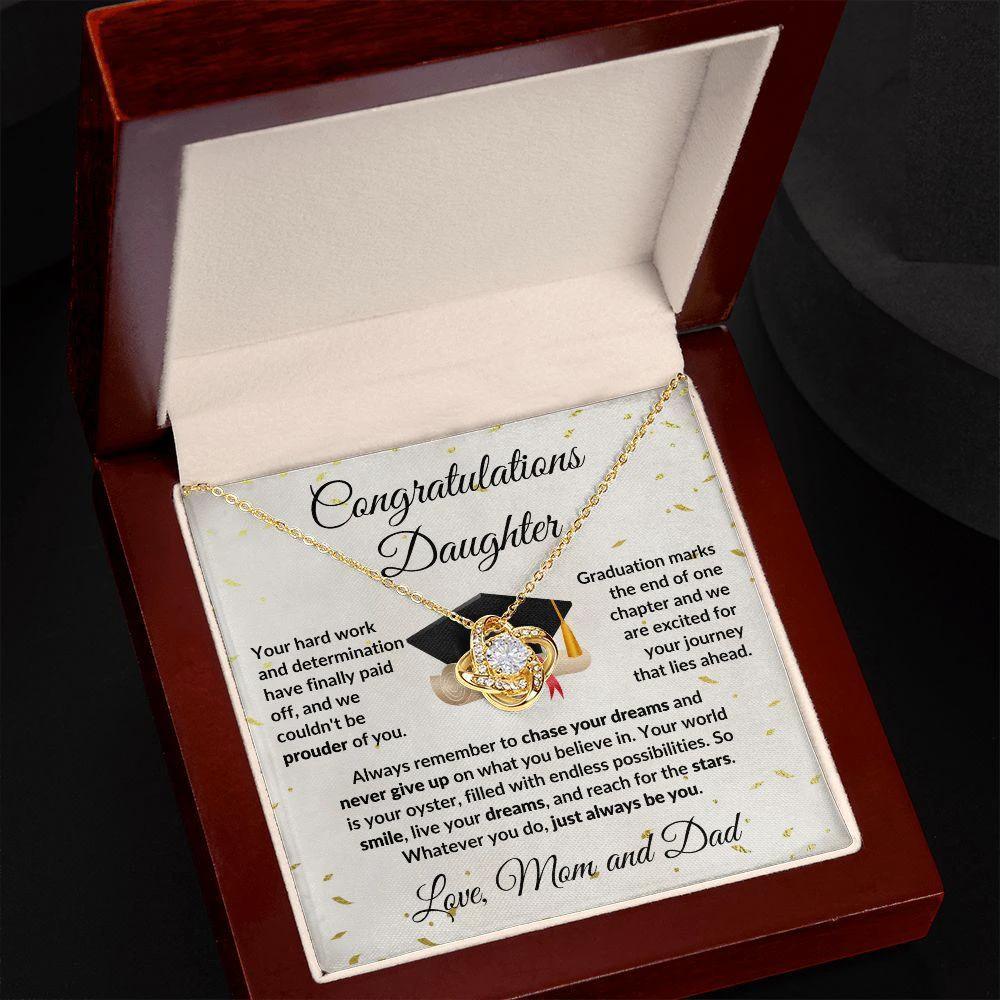 Daughter Graduation Congratulations Proud of You Love Knot Necklace