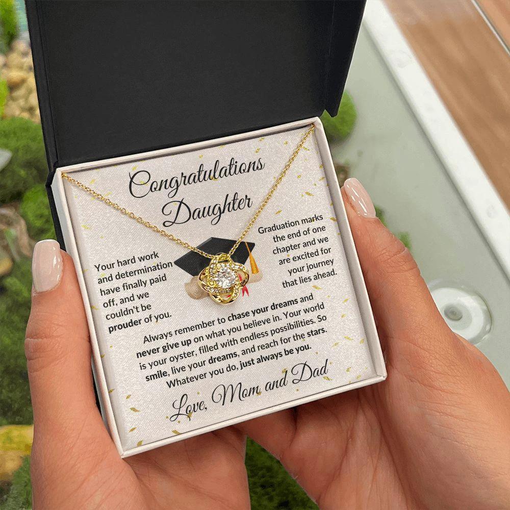Daughter Graduation Congratulations Proud of You Love Knot Necklace