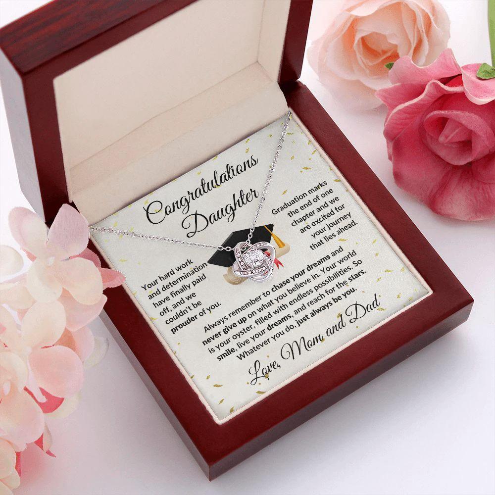 Daughter Graduation Congratulations Proud of You Love Knot Necklace