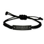 Daughter In Law Long Distance Relationship Gifts, No matter the miles that separate us, Cute Love Black Rope Bracelet For Daughter In Law, Birthday Christmas Unique Gifts For Daughter In Law