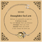 Daughter In Law Sunflower Bracelet Gifts, To My Daughter In Law You are braver than you believe, stronger than you seem, Inspirational Gifts For Daughter In Law Card, Birthday, Christmas Gifts For Daughter In Law Men Women