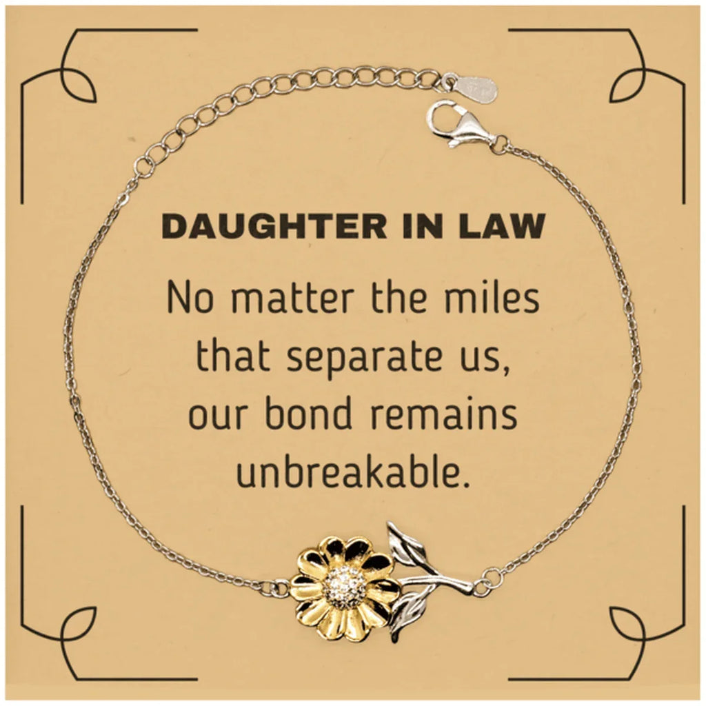 Daughter In Law Sunflower Bracelet Long Distance Relationship No matter the miles that separate us, Our Bond Remains Unbreakable Birthday Christmas Graduation