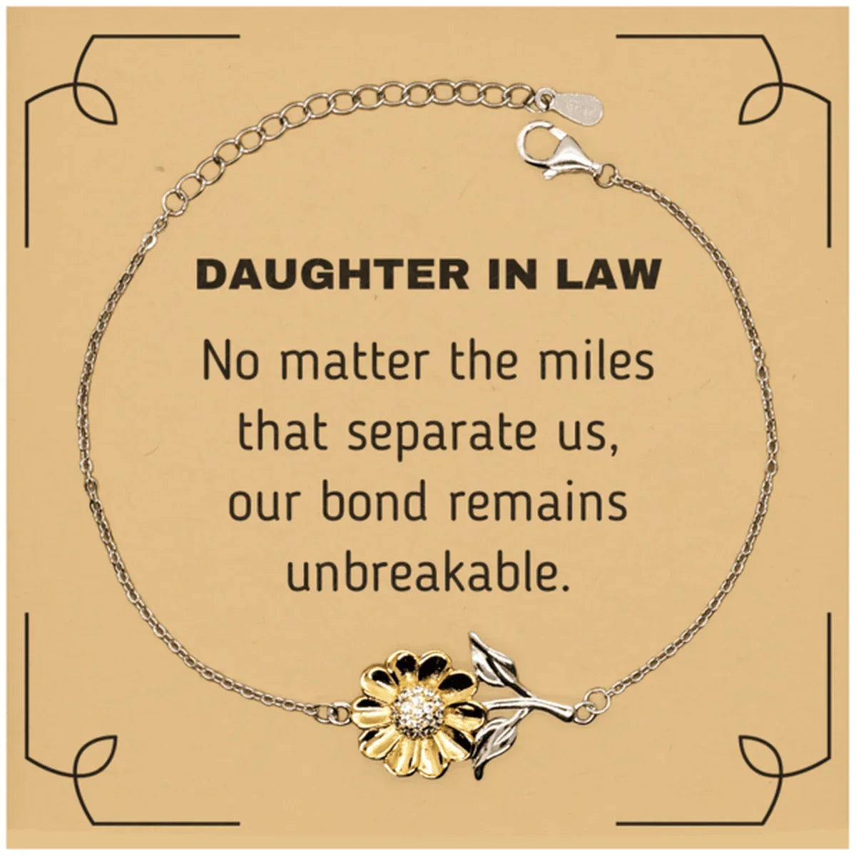 Daughter In Law Sunflower Bracelet Long Distance Relationship No matter the miles that separate us, Our Bond Remains Unbreakable Birthday Christmas Graduation