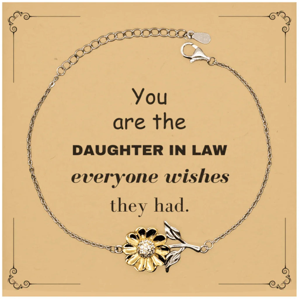 Daughter In Law Sunflower Bracelet, You are the Daughter-in-law Everyone wishes they had, Inspirational Bracelet Birthday Christmas Unique Gifts