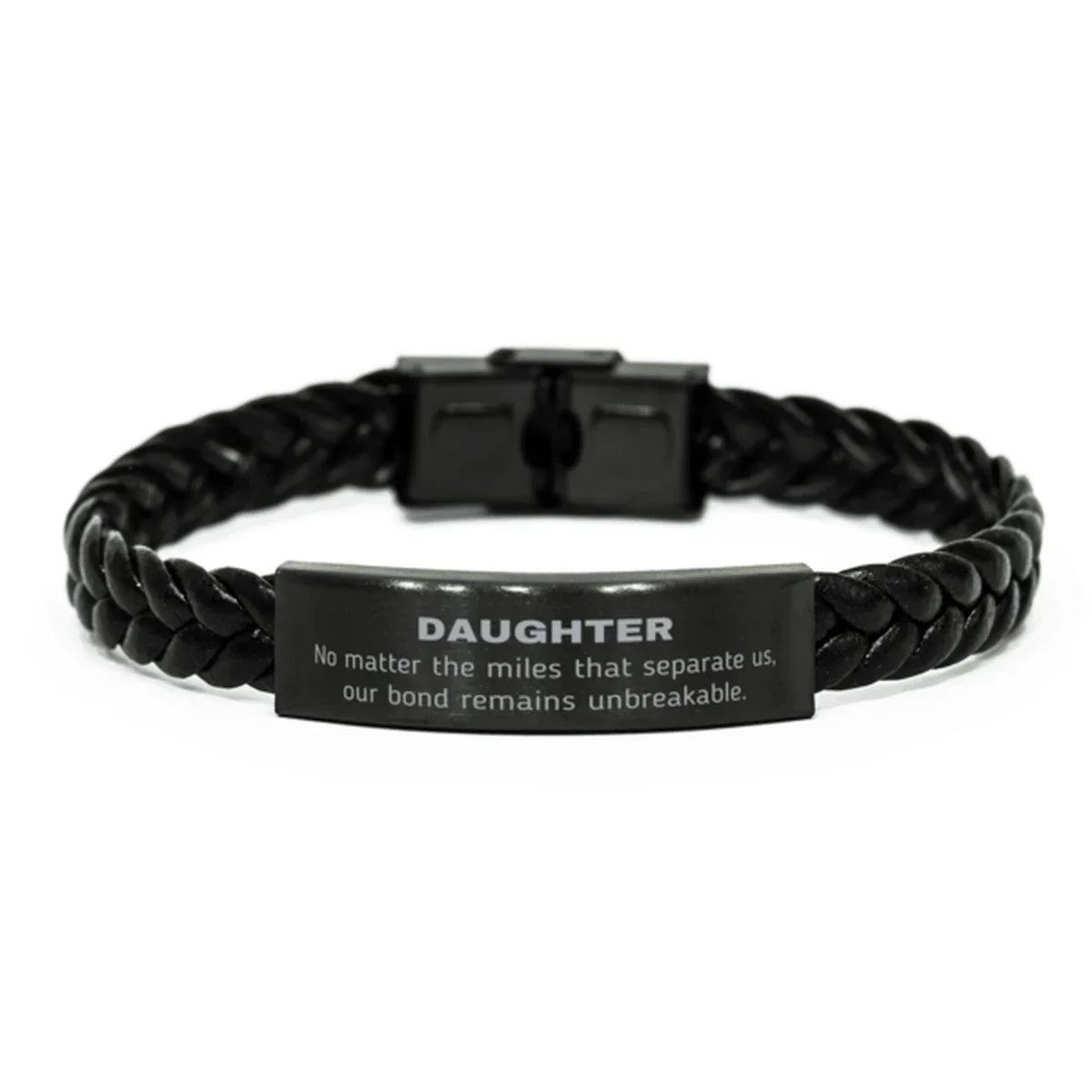 Daughter Long Distance Relationship No matter the miles that separate us, Our Bond Remains Unbreakable Braided Leather Bracelet Birthday Graduation Christmas Unique Gifts