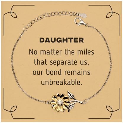 Daughter Sunflower Bracelet Long Distance Relationship Gifts, No matter the miles that separate us, Our Bond Remains Unbreakable Birthday Christmas Graduation Unique Gifts - Mallard Moon Gift Shop