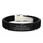 Delaware is my home Gifts, Lovely Delaware Birthday Christmas Black Glidelock Clasp Bracelet For People from Delaware, Men, Women, Friends