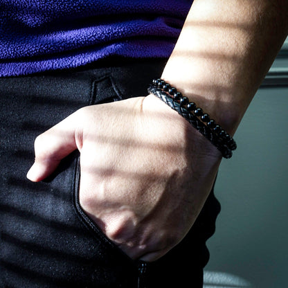 Detective Black Braided Leather Stone Bracelet - Thanks for being who you are - Birthday Christmas Jewelry Gifts Coworkers Colleague Boss - Mallard Moon Gift Shop