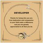 Developer Sunflower Bracelet - Thanks for being who you are - Birthday Christmas Jewelry Gifts Coworkers Colleague Boss