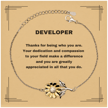 Developer Sunflower Bracelet - Thanks for being who you are - Birthday Christmas Jewelry Gifts Coworkers Colleague Boss - Mallard Moon Gift Shop