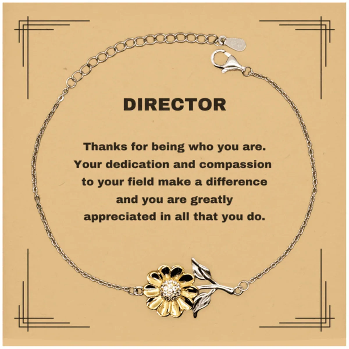 Director Sunflower Bracelet - Thanks for being who you are - Birthday Christmas Jewelry Gifts Coworkers Colleague Boss