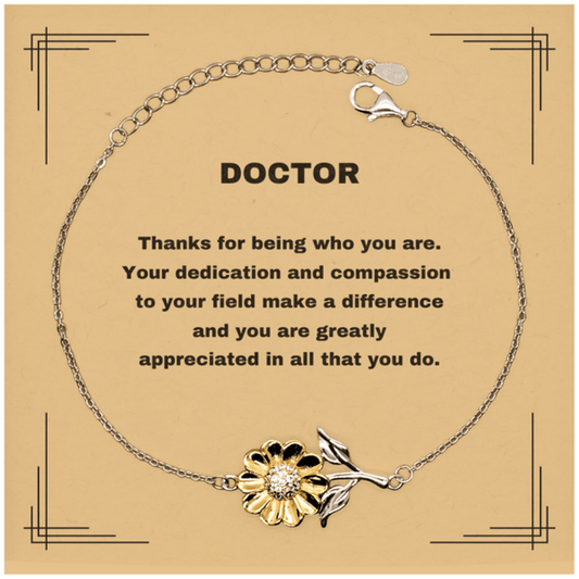 Doctor Sunflower Bracelet - Thanks for being who you are - Birthday Christmas Jewelry Gifts Coworkers Colleague Boss - Mallard Moon Gift Shop