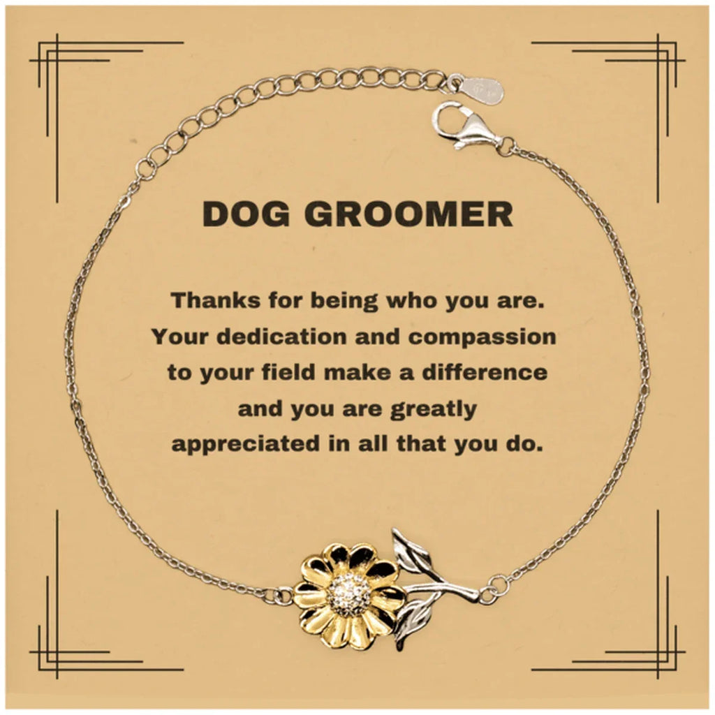 Dog GroomerSunflower Bracelet - Thanks for being who you are - Birthday Christmas Jewelry Gifts Coworkers Colleague Boss