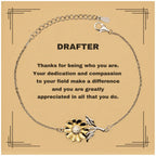 Drafter Sunflower Bracelet - Thanks for being who you are - Birthday Christmas Jewelry Gifts Coworkers Colleague Boss