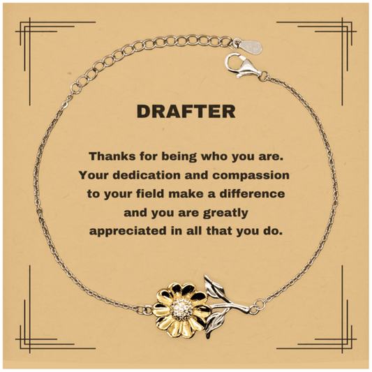 Drafter Sunflower Bracelet - Thanks for being who you are - Birthday Christmas Jewelry Gifts Coworkers Colleague Boss - Mallard Moon Gift Shop