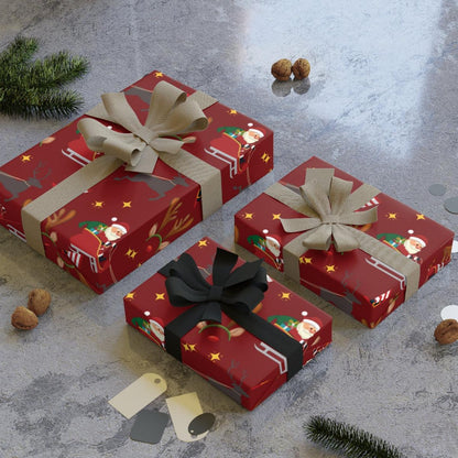 Santa's Sleigh Gift Wrapping Paper Rolls, 1pc - Mallard Moon Gift Shop
