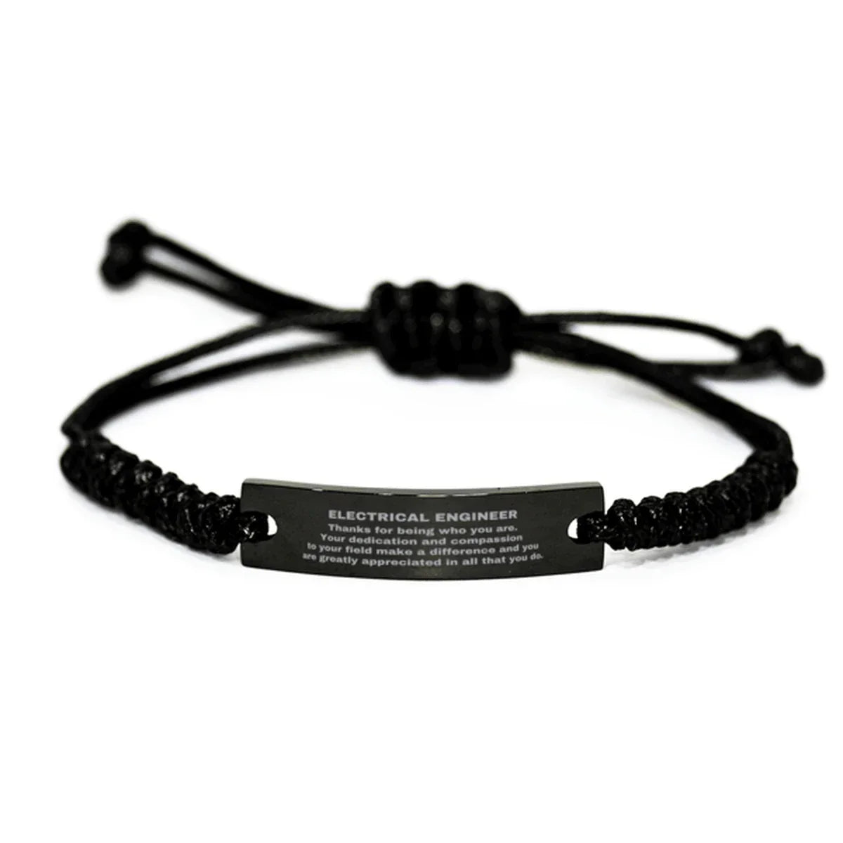 Electrical Engineer Black Braided Leather Rope Engraved Bracelet - Thanks for being who you are - Birthday Christmas Jewelry Gifts Coworkers Colleague Boss