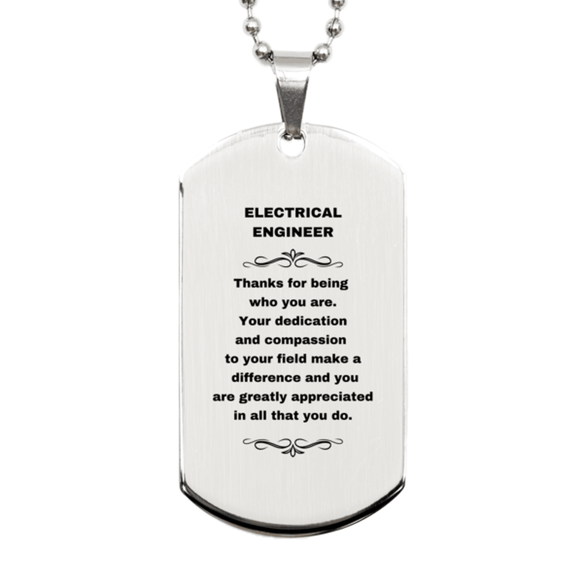 Electrical Engineer Silver Dog Tag Necklace Engraved Bracelet - Thanks for being who you are - Birthday Christmas Jewelry Gifts Coworkers Colleague Boss - Mallard Moon Gift Shop