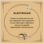 Electrician Sunflower Bracelet - Thanks for being who you are - Birthday Christmas Jewelry Gifts Coworkers Colleague Boss
