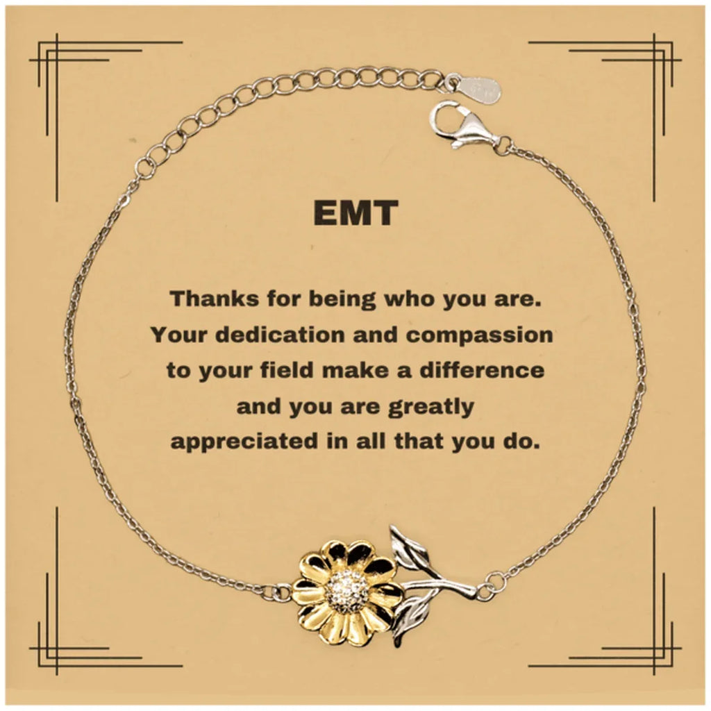 EMT Sunflower Bracelet - Thanks for being who you are - Birthday Christmas Jewelry Gifts Coworkers Colleague Boss