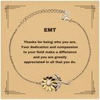 EMT Sunflower Bracelet - Thanks for being who you are - Birthday Christmas Jewelry Gifts Coworkers Colleague Boss