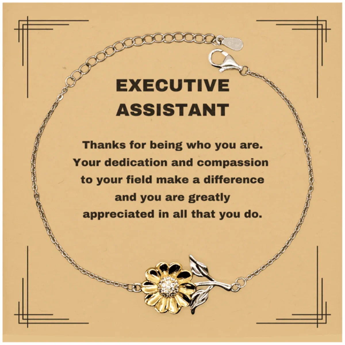 Executive Assistant Sunflower Bracelet - Thanks for being who you are - Birthday Christmas Jewelry Gifts Coworkers Colleague Boss