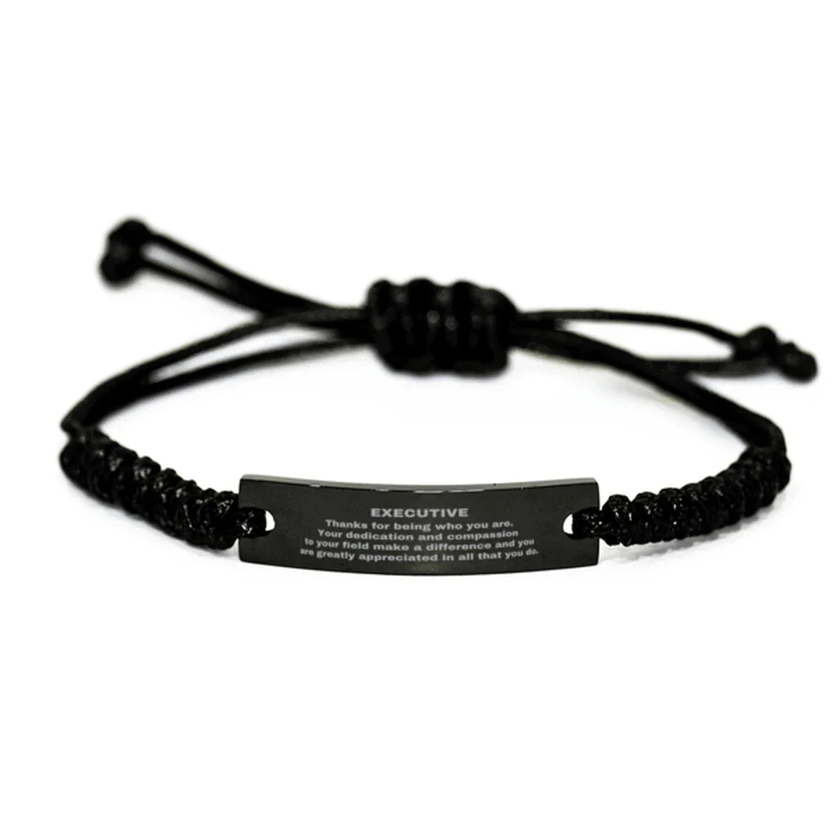 Executive Black Braided Leather Rope Engraved Bracelet - Thanks for being who you are - Birthday Christmas Jewelry Gifts Coworkers Colleague Boss