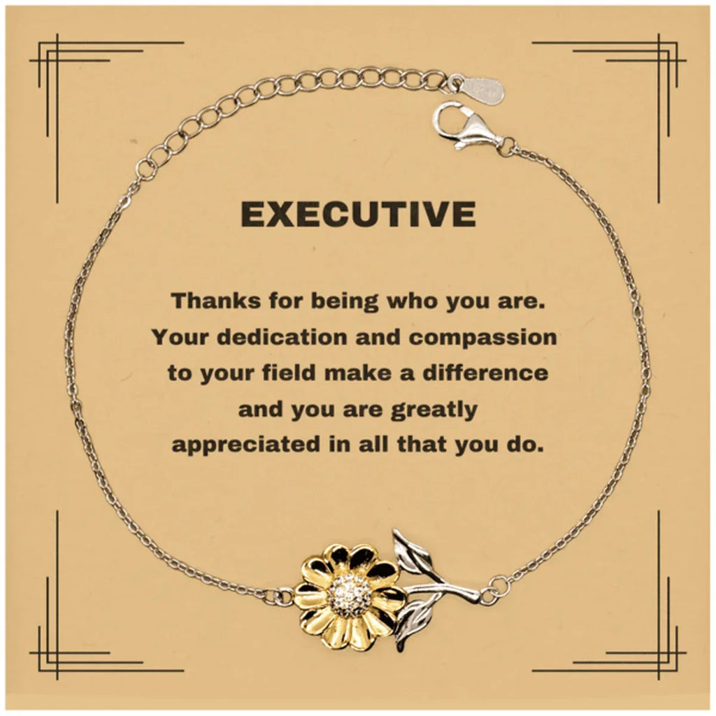 Executive Sunflower Bracelet - Thanks for being who you are - Birthday Christmas Jewelry Gifts Coworkers Colleague Boss