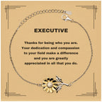 Executive Sunflower Bracelet - Thanks for being who you are - Birthday Christmas Jewelry Gifts Coworkers Colleague Boss