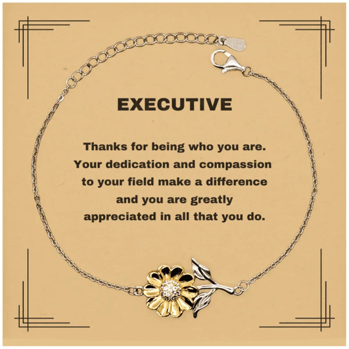 Executive Sunflower Bracelet - Thanks for being who you are - Birthday Christmas Jewelry Gifts Coworkers Colleague Boss