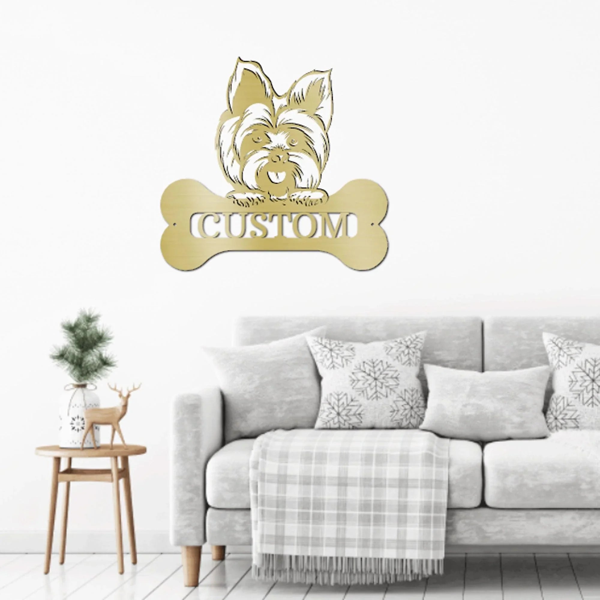 Yorkshire Terrier Dog Custom Name Metal Art Wall Sign