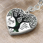 Family Tree Engraved Heart Keychain – “Where Life Begins and Love Never Ends” Stainless Steel Keepsake, Meaningful Gift for Family & Loved Ones