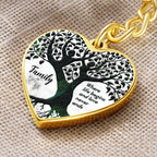 Family Tree Engraved Heart Keychain – “Where Life Begins and Love Never Ends” Stainless Steel Keepsake, Meaningful Gift for Family & Loved Ones
