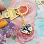 Family Tree Engraved Heart Keychain – “Where Life Begins and Love Never Ends” Stainless Steel Keepsake, Meaningful Gift for Family & Loved Ones
