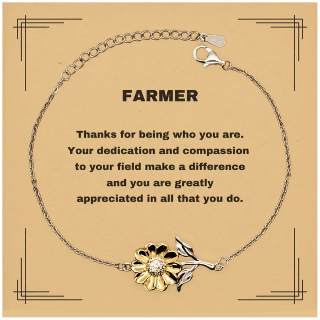 Farmer Sunflower Bracelet - Thanks for being who you are - Birthday Christmas Jewelry Gifts Coworkers Colleague Boss