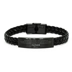 Father Braided Leather Engraved Bracelet - Always Follow your Dreams - Birthday, Christmas Holiday Jewelry Gift