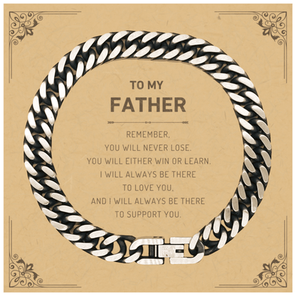 Father Gifts, To My Father Remember, you will never lose. You will either WIN or LEARN, Keepsake Cuban Link Chain Bracelet For Father Card, Birthday Christmas Gifts Ideas For Father X-mas Gifts - Mallard Moon Gift Shop