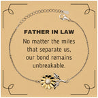 Father In Law Long Distance Relationship Gifts, No matter the miles that separate us, Cute Love Sunflower Bracelet For Father In Law, Birthday Christmas Unique Gifts For Father In Law