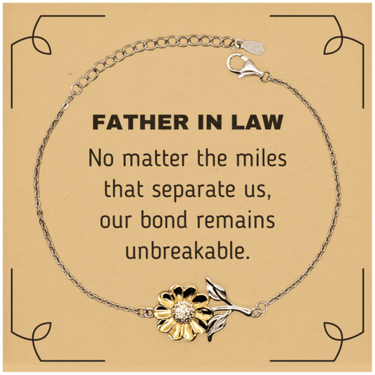 Father In Law Long Distance Relationship Gifts, No matter the miles that separate us, Cute Love Sunflower Bracelet For Father In Law, Birthday Christmas Unique Gifts For Father In Law - Mallard Moon Gift Shop