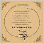 Father-In-Law Sunflower Bracelet - Always Follow your Dreams - Birthday, Christmas Holiday Jewelry Gift