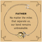 Father Long Distance Relationship Gifts, No matter the miles that separate us, Cute Love Sunflower Bracelet For Father, Birthday Christmas Unique Gifts For Father