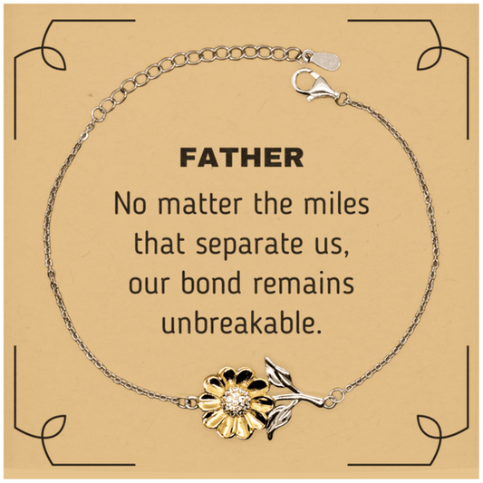 Father Long Distance Relationship Gifts, No matter the miles that separate us, Cute Love Sunflower Bracelet For Father, Birthday Christmas Unique Gifts For Father - Mallard Moon Gift Shop
