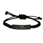 Fiance Long Distance Relationship Gifts, No matter the miles that separate us, Cute Love Black Rope Bracelet For Fiance, Birthday Christmas Unique Gifts For Fiance