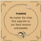 Fiance Long Distance Relationship Gifts, No matter the miles that separate us, Cute Love Sunflower Bracelet For Fiance, Birthday Christmas Unique Gifts For Fiance