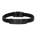 Fiancee Braided Leather Bracelet Gifts, To My Fiancee You are braver than you believe, stronger than you seem, Inspirational Gifts For Fiancee Engraved, Birthday, Christmas Gifts For Fiancee Men Women