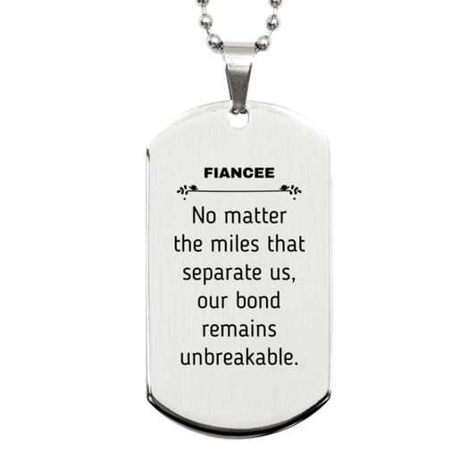 Fiancee Long Distance Relationship Gifts, No matter the miles that separate us, Cute Love Silver Dog Tag For Fiancee, Birthday Christmas Unique Gifts For Fiancee - Mallard Moon Gift Shop